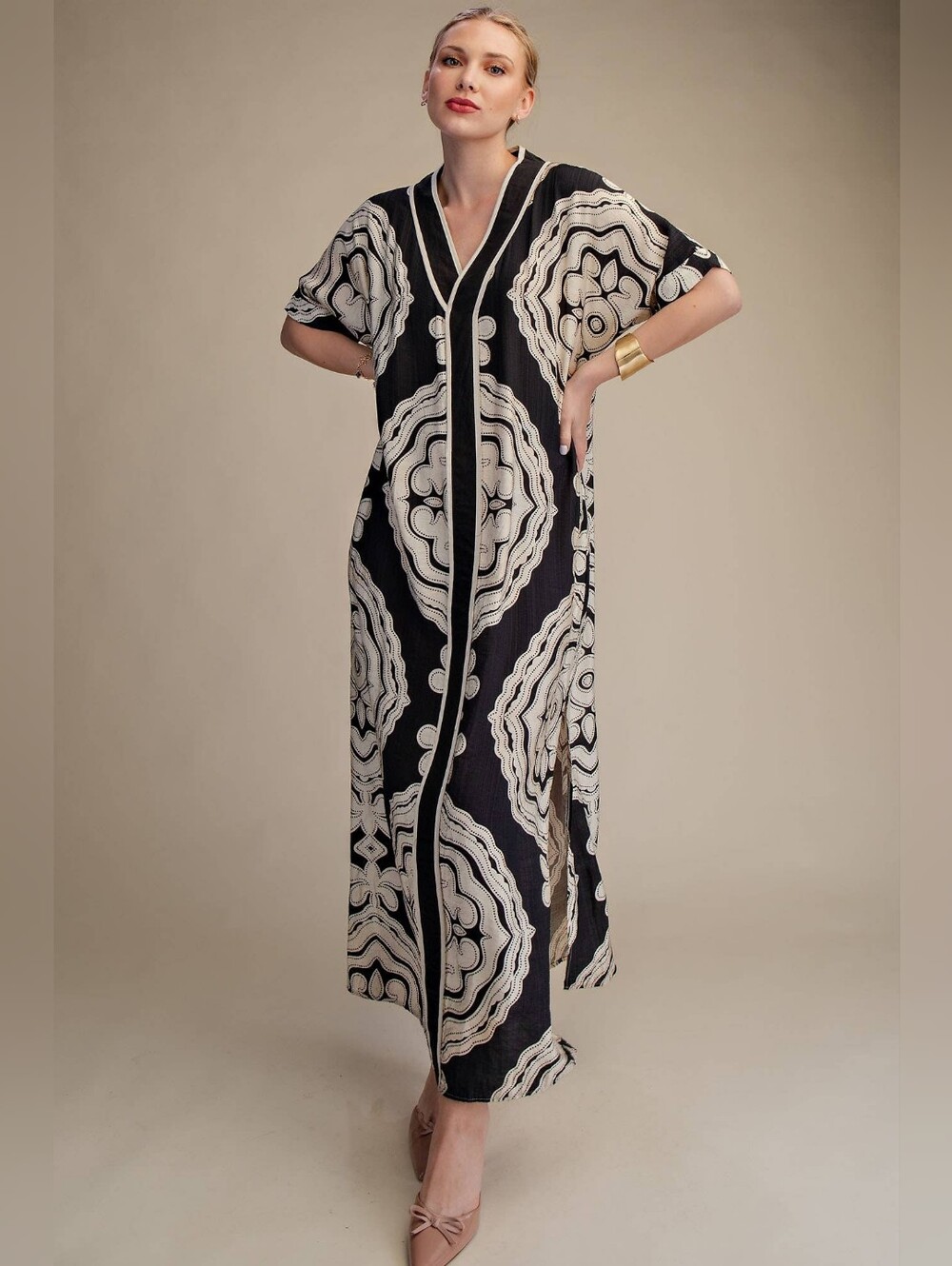 NWT Printed Caftan Maxi Dress S/M/L